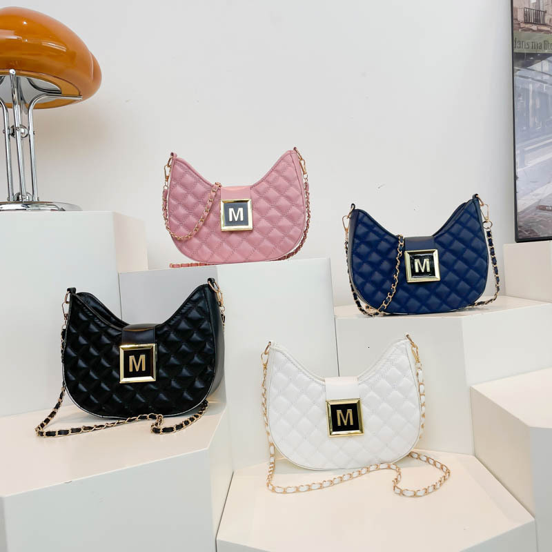 Free shipping designer bag Lingge Chain Small for Women 2024 New Style Trendy Letter Buckle Texture Fashion Single Shoulder Crossbody Underarm Bag