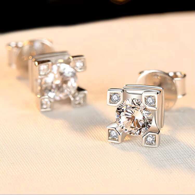 Lab Created Moissanite Sterling Silver Stud Earrings Elegant and Luxurious Jewelry
