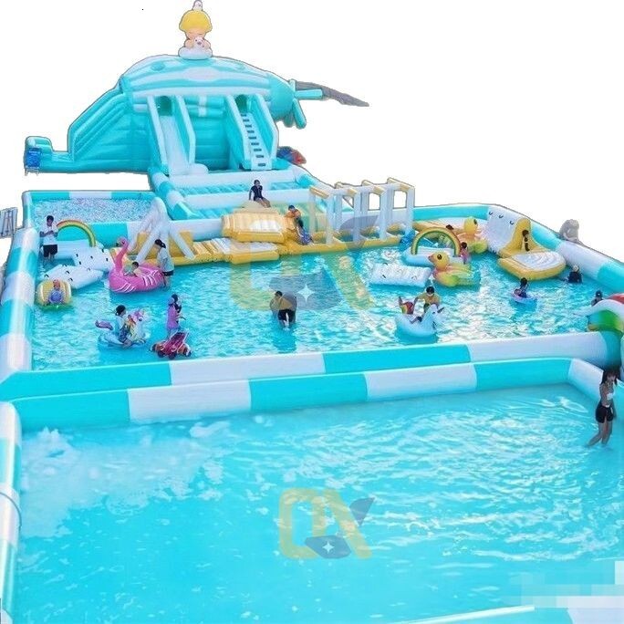 Scenic Farm Park Anime Water World Challenge Obstacle Course Bed Bounce Cloud Shark Climbing Slide
