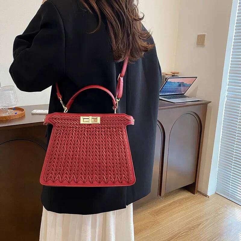 Classic Elegant Leather Tote Bag For Women Brand Designer Handbags Stylish Crossbody Shoulder Purse