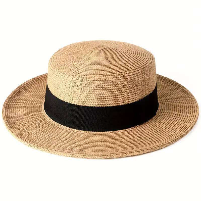 Hot Selling Retro Style Ladies Sun Summer Beach Sunscreen Grass Straw Boater Hat