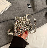 2025 Silver Flat Bead Hollow Single Shoulder Bag Bean Handmade Beaded Fashion New for Womenx