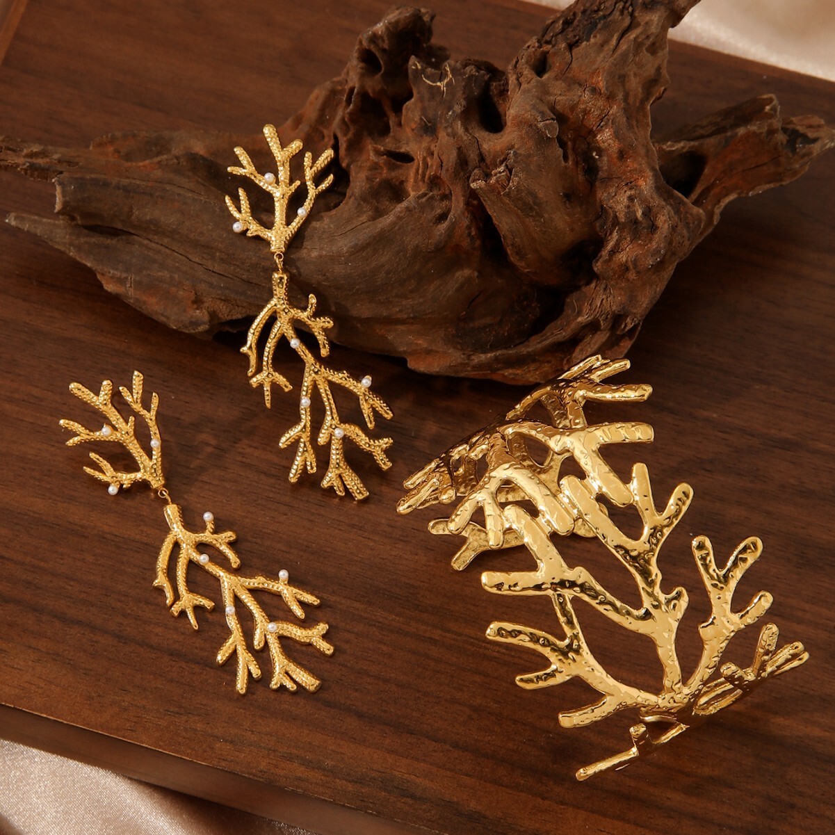 Style Internet Celebrity Irregular Coral for Women High-end Summer Stainless Steel Bracelet Jewelry