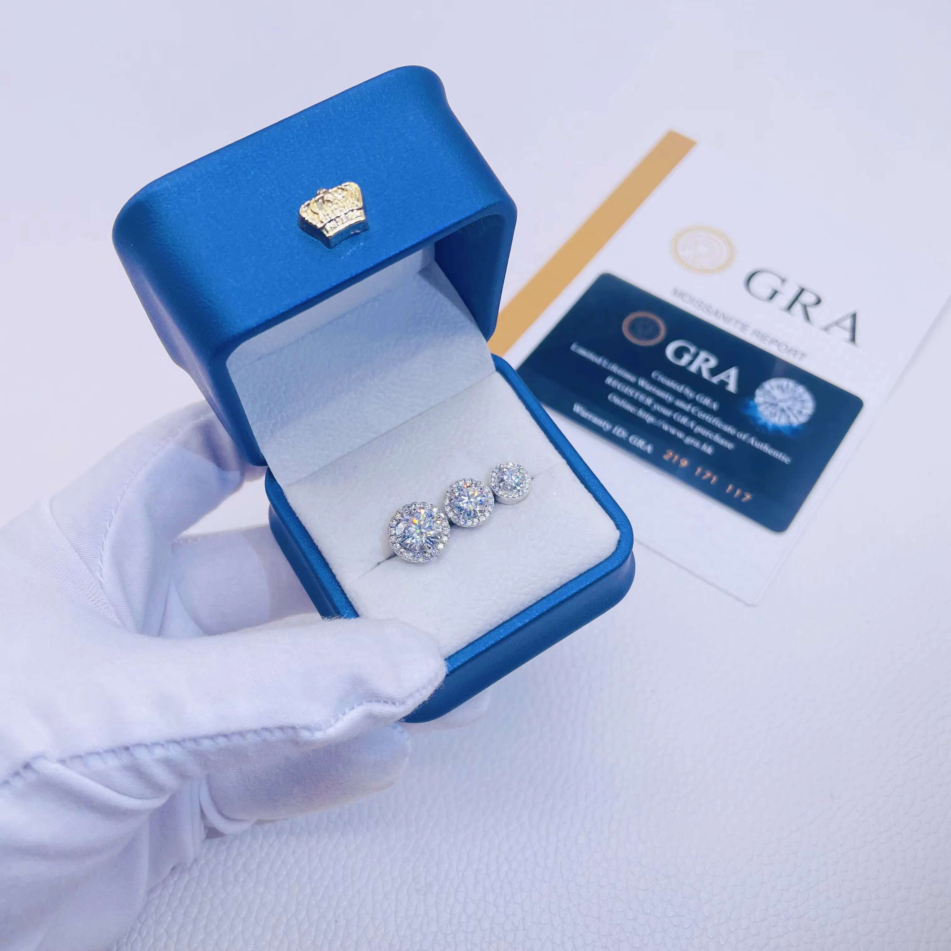 Fashion Jewelry 925 Sterling Silver Earring 5mm 6.5mm 8mm VVS Moissanite Diamond Hip Hop Earrings Stud