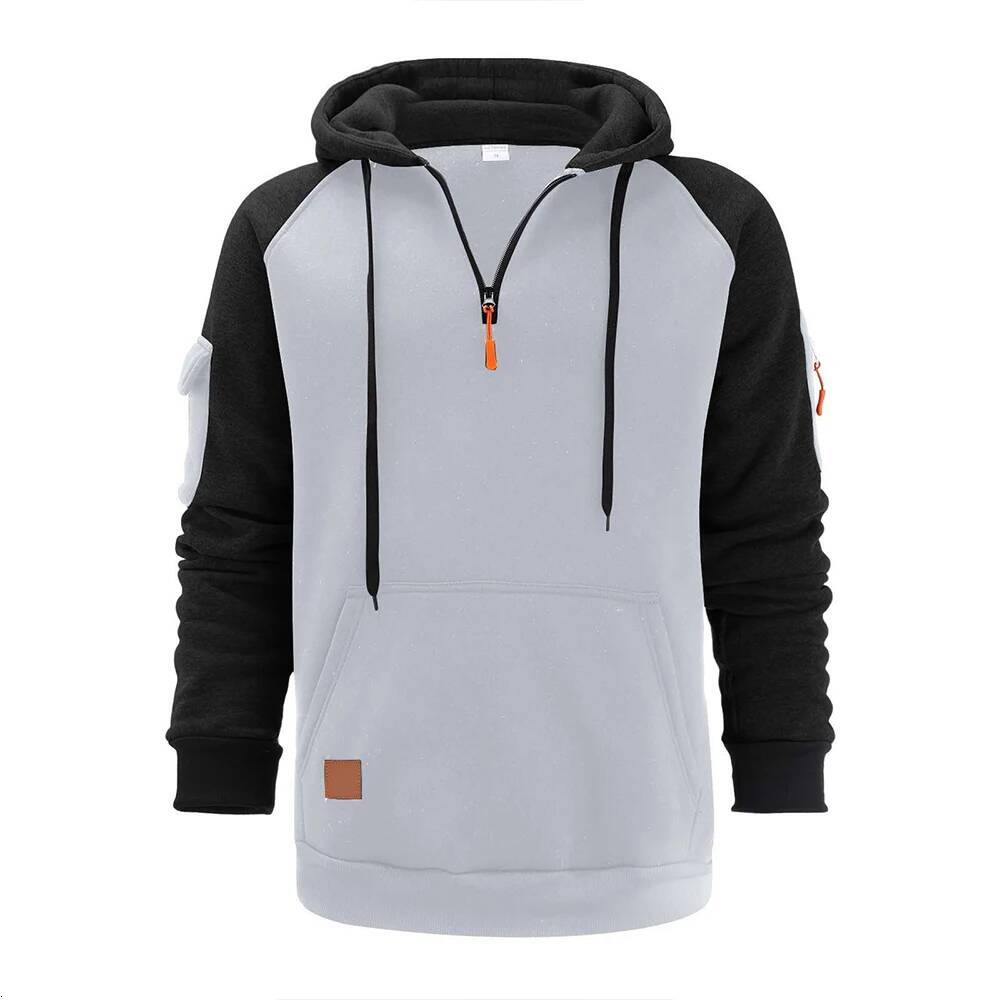 Autumn Winter Men's Leisure Sports Multi-Zip Arm Pocket Jumper Hoodie
