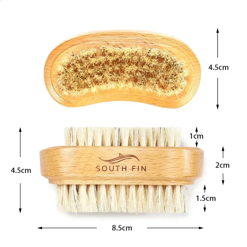 Double Sides Brushes Nail Cleaning Brush with Wooden Handle Natural Bristles Manicure Pedicure Tool Scrubbing Brush Nail brush 250528