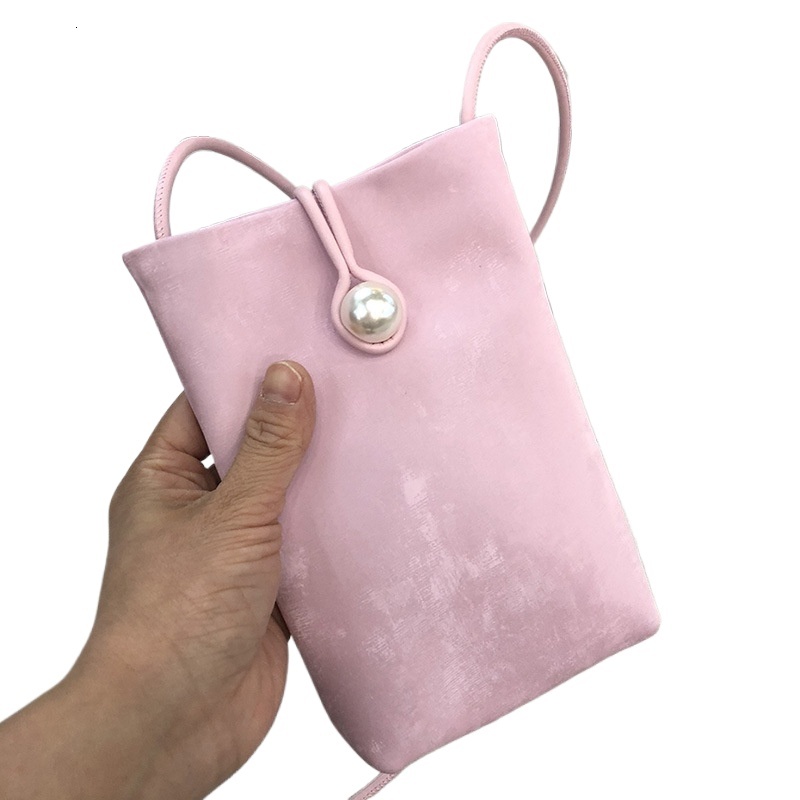 designer 2025 Spring/Summer Simple Pink Pearl Crossbody Small Bag High-end Fashionable Mini Phone Bag for Women