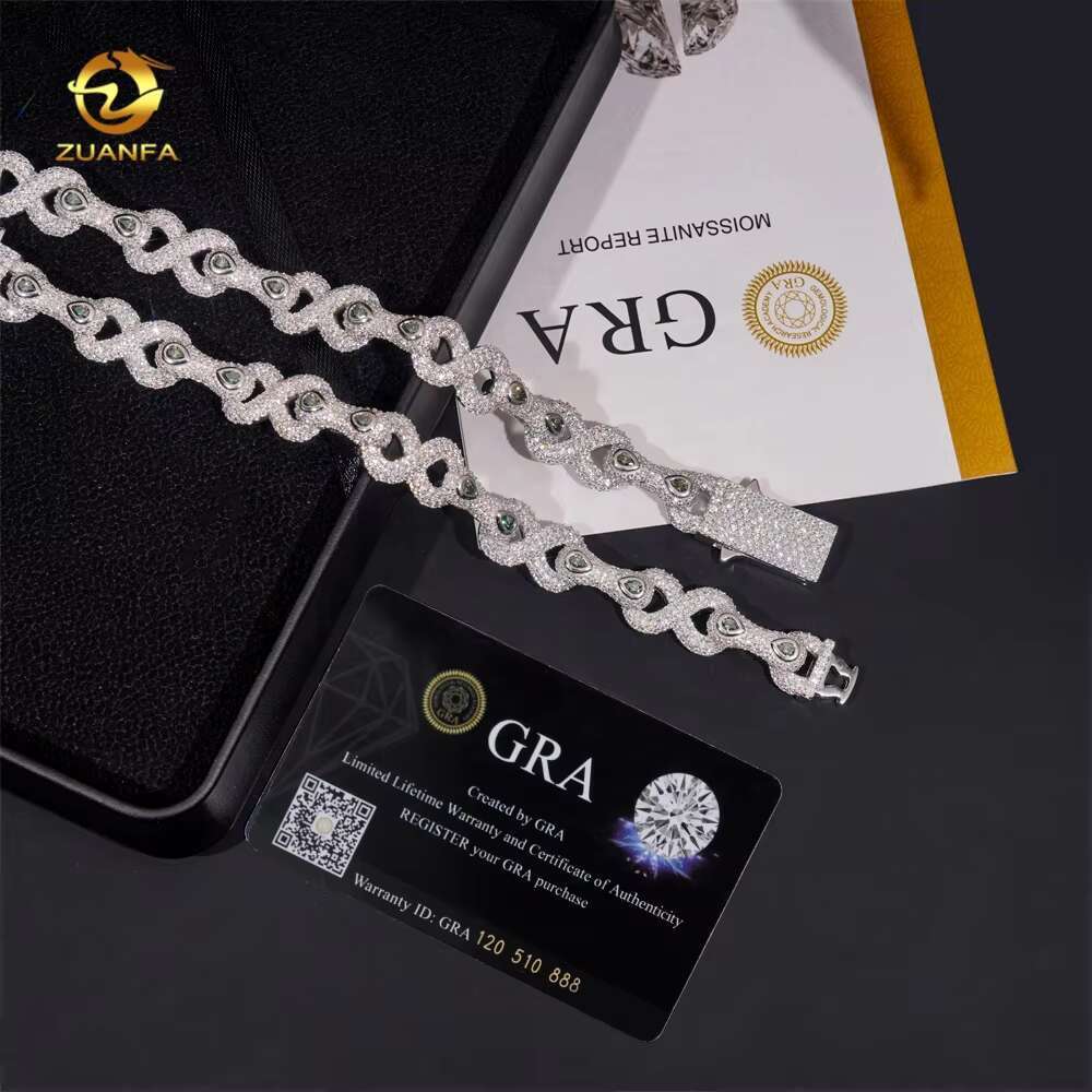 Sterling Silver 925 Fine Jewelry Pendant Necklace Bracelet Iced Out Vvs Moissanite Hip Hop Jewelry Cuban Link Chain