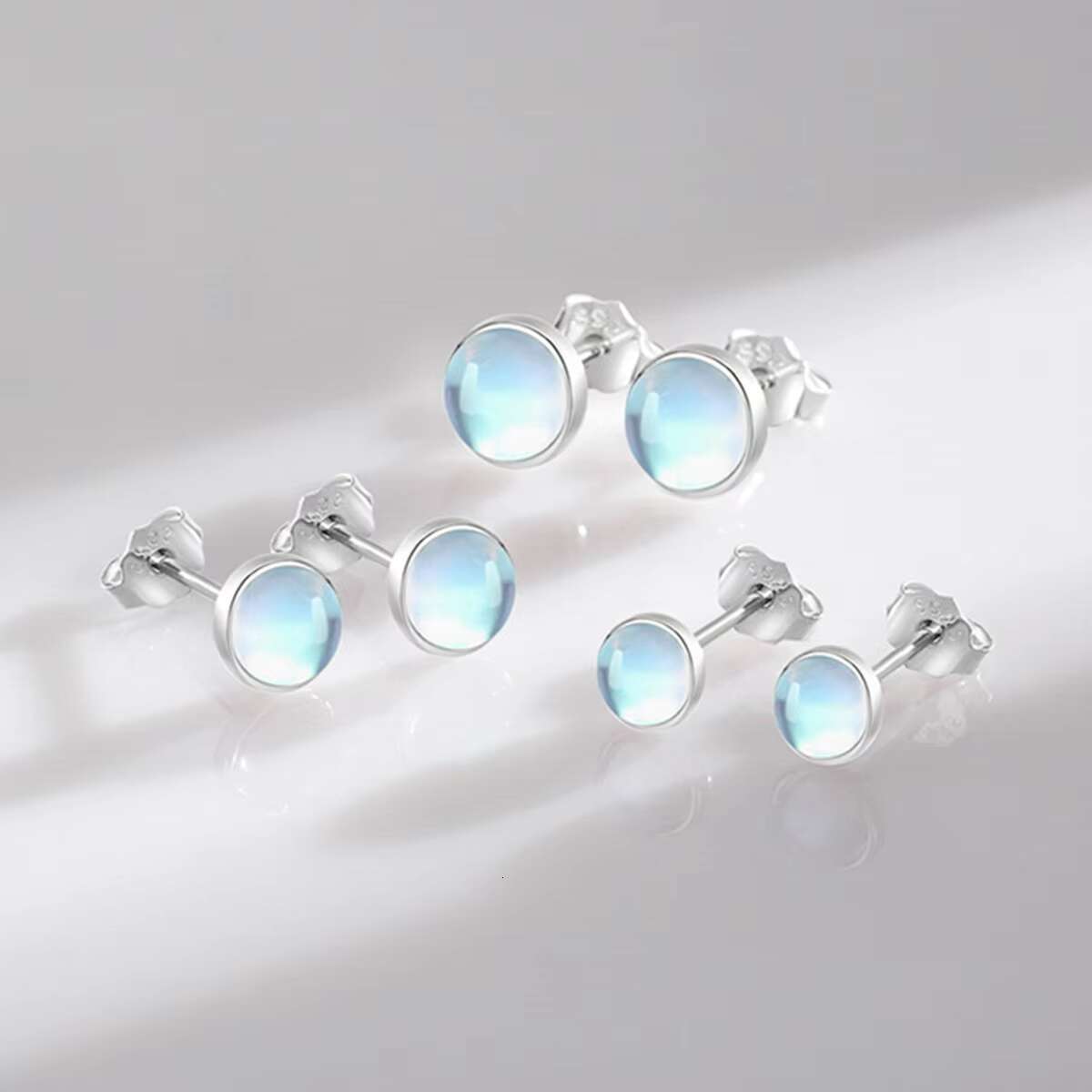 Women Jewelry Moonstone Stud Earrings Black Turquoise 925 Sterling Silver Agate Trendy Environmental Friendly OEM ODM Zircon