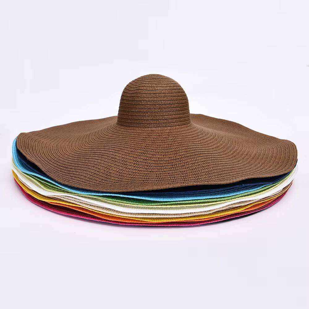 New Summer Beach Women 25 CM Brim Large Hat Fashion Party Travel Panama Ladies Wholesale Paper Straw Hats Oversized