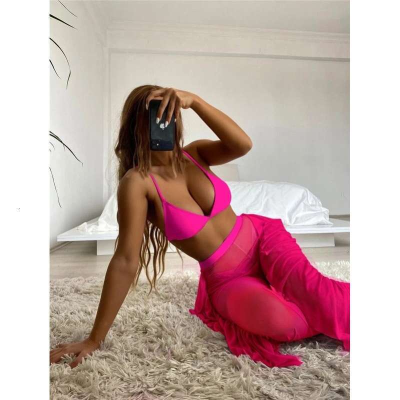 New three-piece set multi-color pants skirt European and American sexy bikini swimsuit 2025 new casual fashion trend clothing