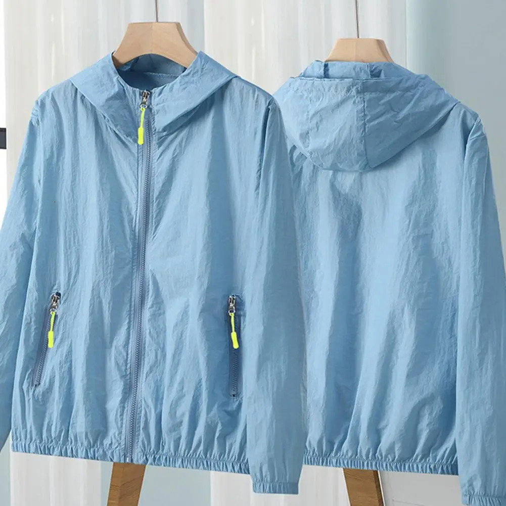 Men Women Sun Jacket Waterproof Quick Dry Windbreaker Hooded Fishing Hunting Clothes Full Zipper Side Pockets Jacket 250529