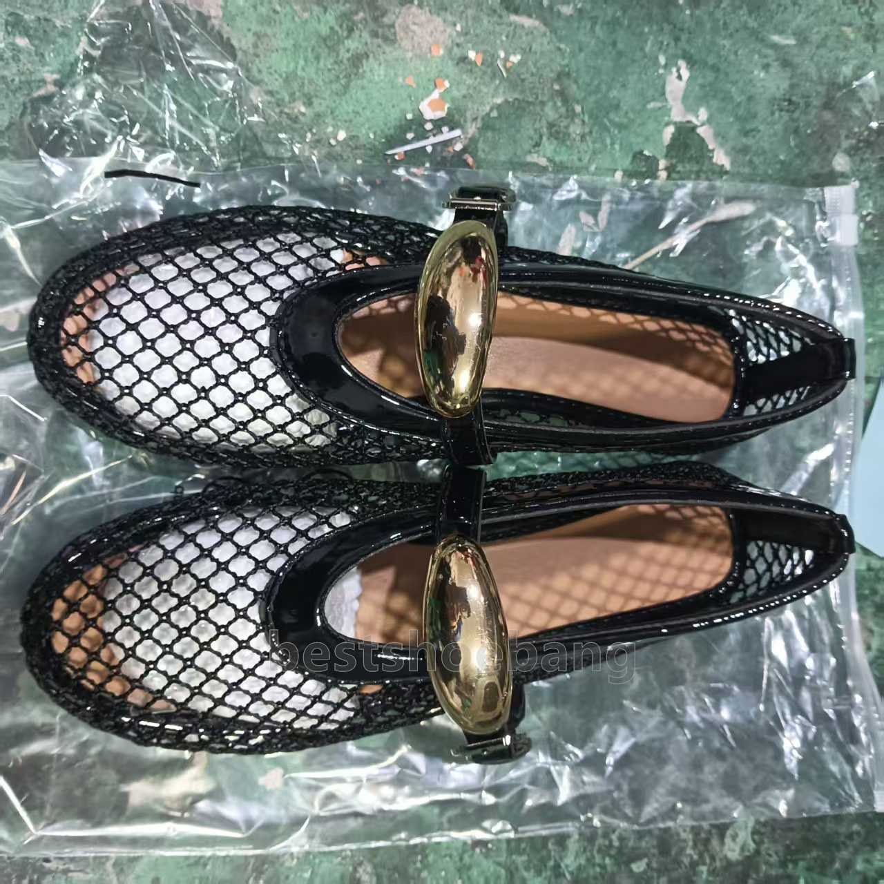 mesh ballet flats heels mary jane shoes loafers womens fashion soft sole low-heels designer women shoes balck white fishing net weaving buckle luxury 