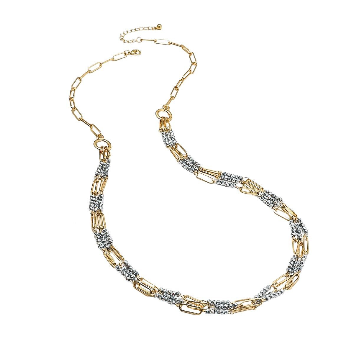 Multi layer crystal necklace, new handmade design, copper collarbone chain, personalized necklace