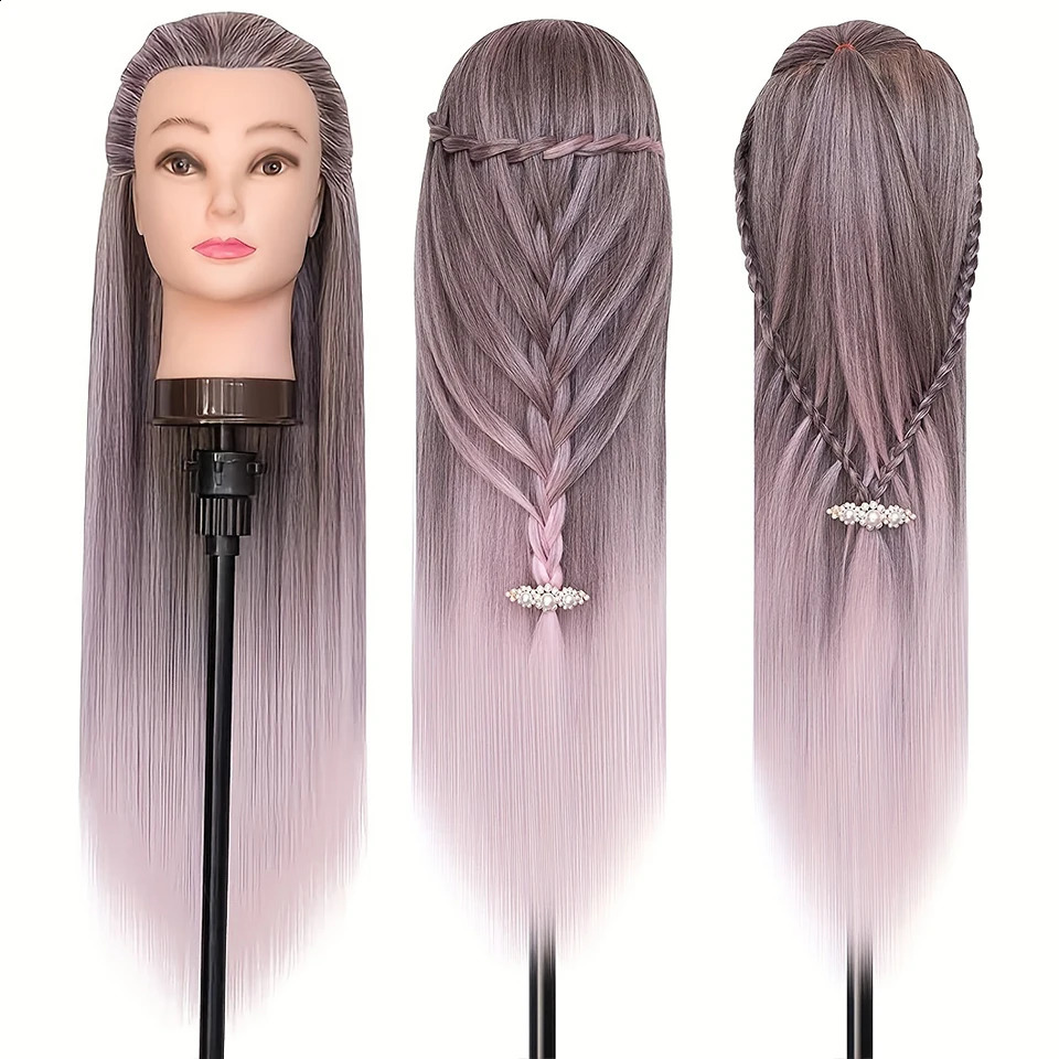 Colorful 28 Mannequin Head Hair Styling Training Braiding Manikin Cosmetology Synthetic Hair For HairdresserFree Clamp Hold 250529