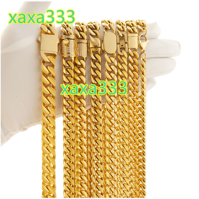 Fashion Jewelry Hip Hop Men 14K 18K Gold Plated Stainless Steel Iced Cuban Link Chain Necklace