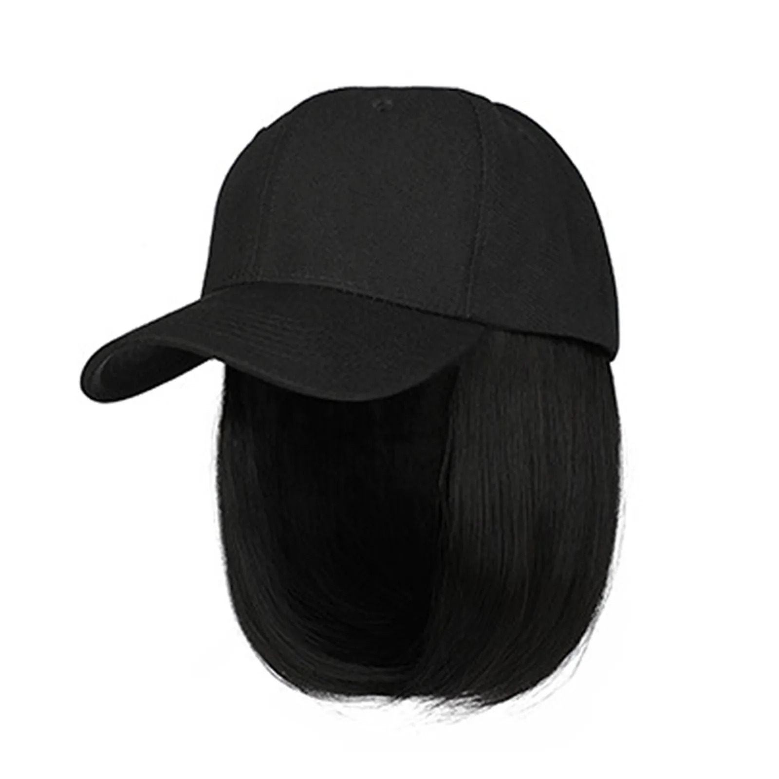 Synthetic Peaked Cap Wig For Women Baseball Cap Short Straight Hair Wig Duck Tongue Cap Bobblehead Curly Hair Fashion Hat Hair 250530