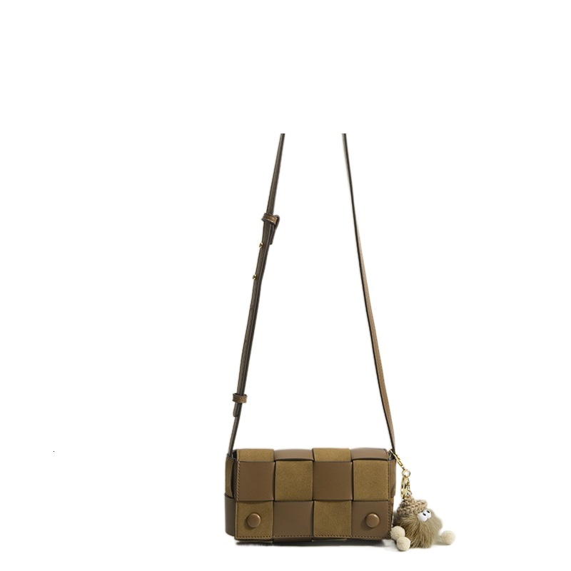 designer 01-Custom European and American Retro Color-Block Plaid Shoulder Bag Autumn Winter New Woven Crossbody Bag for Women Niche Small Square Bag