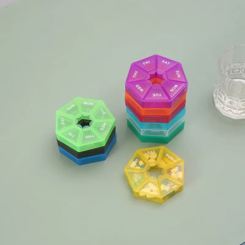 7 Days Pill Storage Box Mini Travel Portable Medicines Dispenser Box Multifunction Plastic Seven Compartment Sealer Box Mini Small Pill Box Pills Case