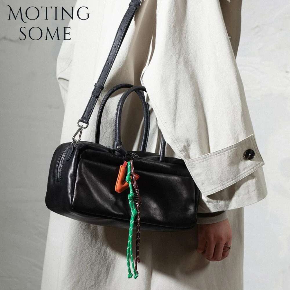 Motingsome Boston Bag Women 2025 Spring New Real First-Layer Cowhide Shoulder Messenger Bowling Bags Crossbody Tote