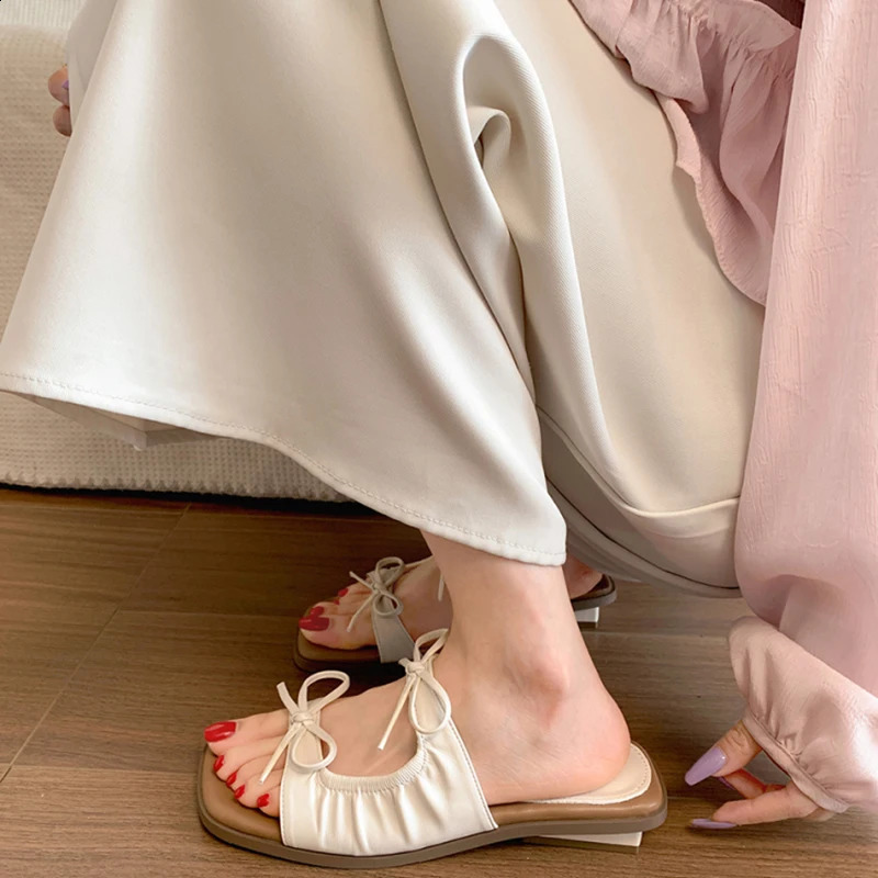 Summer Women Gladiator Slippers Fashion Butterfly-knot Flats Slide Ladies Casual Beach Dress Sandalias 250528