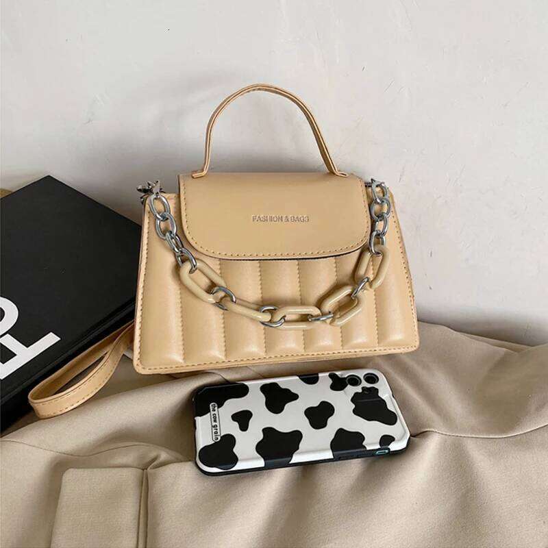 New Chains Shoulder Women Solid Color Crossbody Designer Messenger Handbag and Purse Top-handle Bag feminina