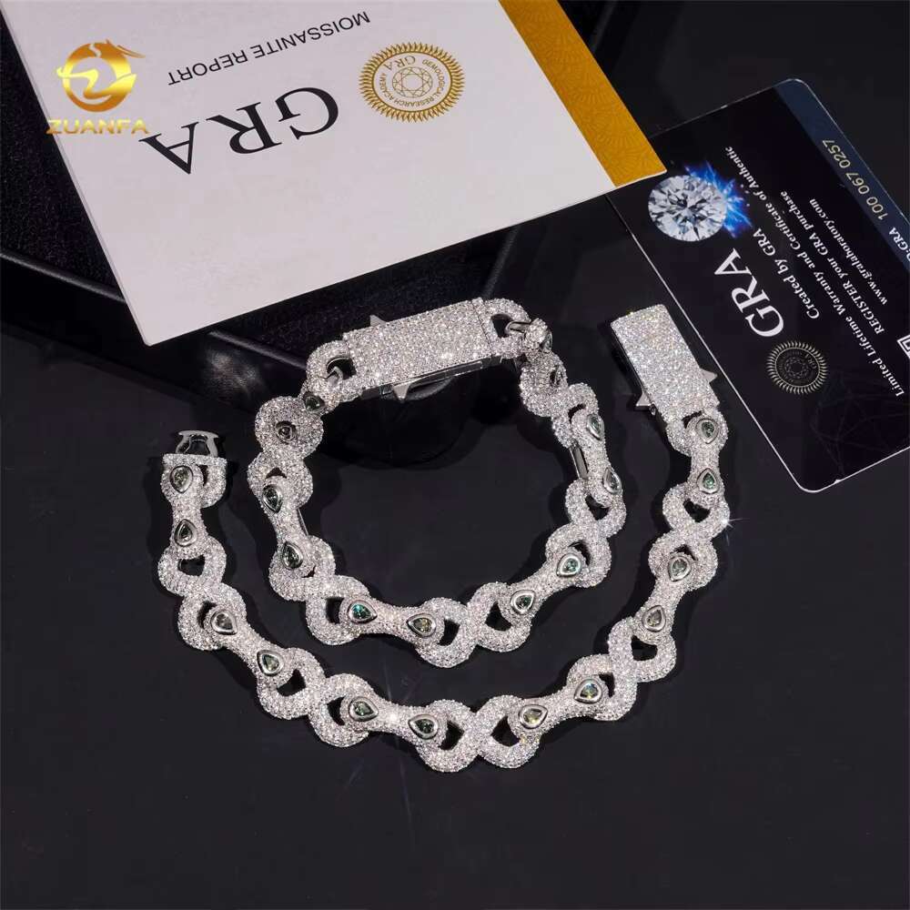 Sterling Silver 925 Fine Jewelry Pendant Necklace Bracelet Iced Out Vvs Moissanite Hip Hop Jewelry Cuban Link Chain