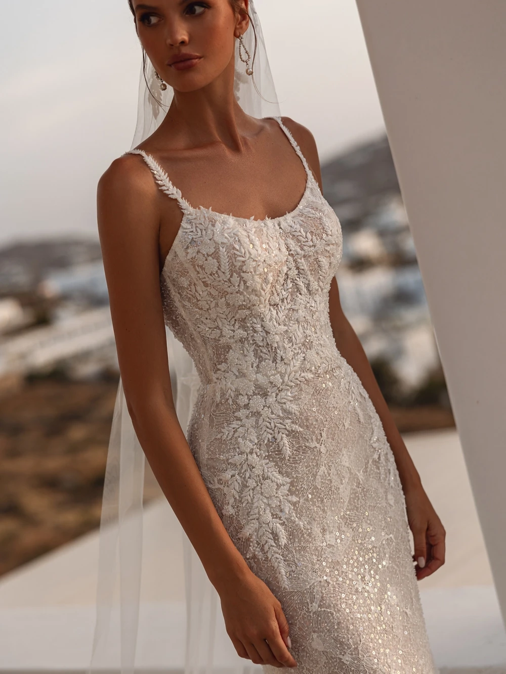 Simple A Line Wedding Dress For Women Spaghetti Straps Sleeveless Bridal Gown Appliques Lace Detachable Train Dresses Custom Made vestidos de novia