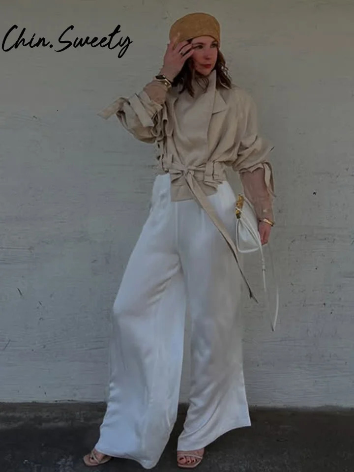 Urban Belt Patchwork Women Jacket Street Solid Lapel Long Sleeve Female Outwear 2025 Spring Autumn Elegant Lady Streetwear 250530