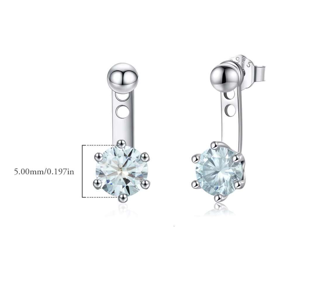 Trendy Elegant Single Diamond Ear Fine Jewelry 925 Sterling Silver Round Moissanite Drop Stud Earrings for Women
