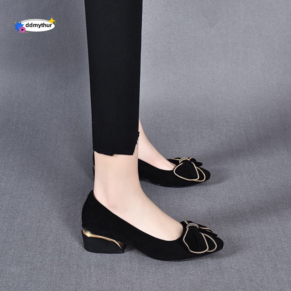 Woodpecker Leather Chunky Single for Women 2023 New Summer Shallow Mouth Flat Shoes Matte Soft Surface Mid Heel ddmythur