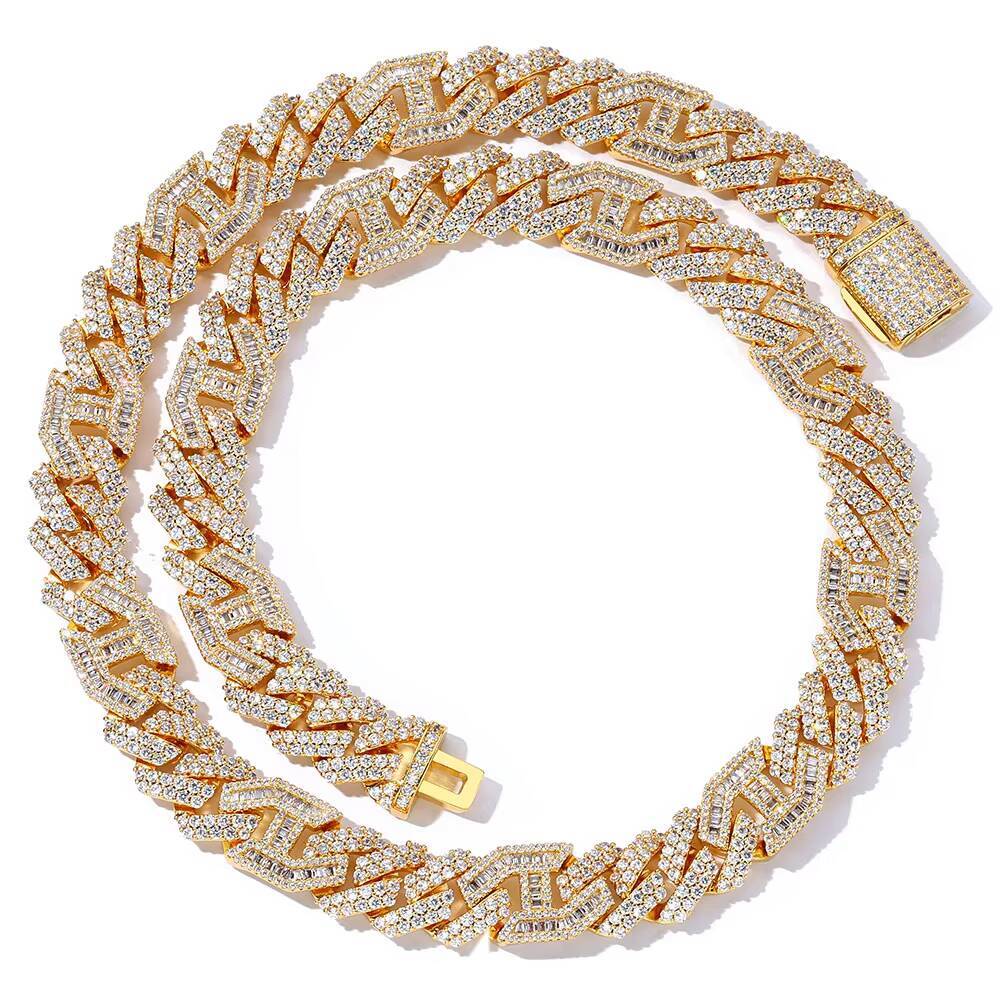 NUOYA Fashion Shining Zircon Women's Sier Plated 3A Cubic Zirconia Ice Out Cuban Chain Necklace