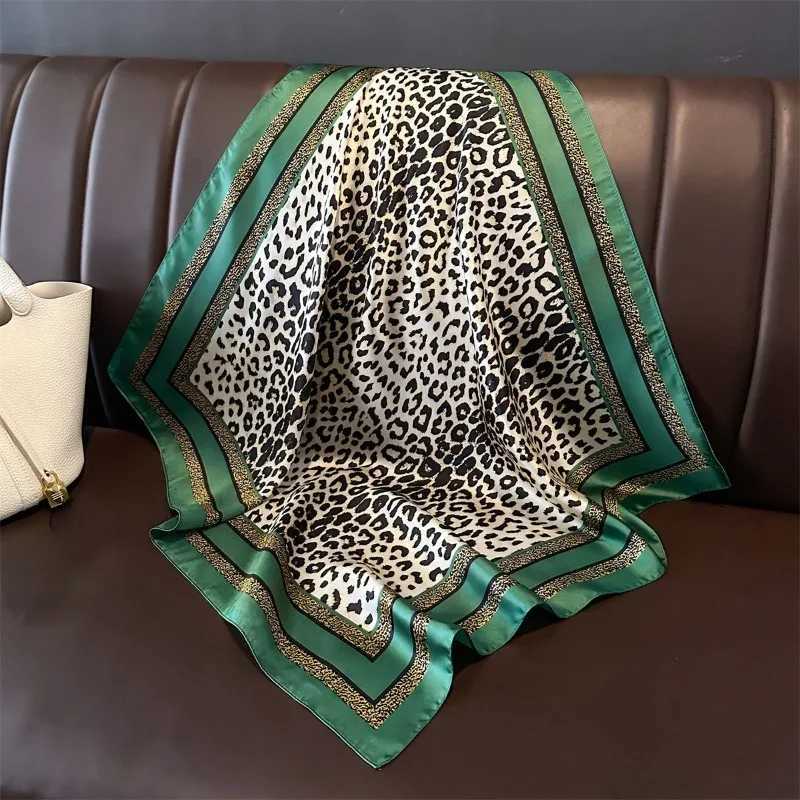 68cm Leopard Print Scarf Womens Spring and Summer New Imitation Silk Scarves Fashion Versatile Headscarf Scarf Shawl W250602