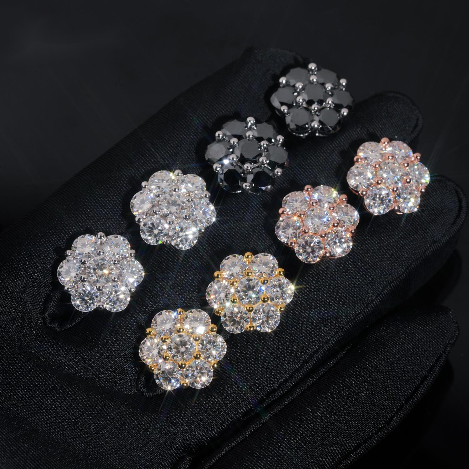 RTS Moissanite Diamonds Stud Earring Fine Jewelry Gold Plated 925 Sterling Silver Iced Out VVS Moissanite Screw Back Earrings