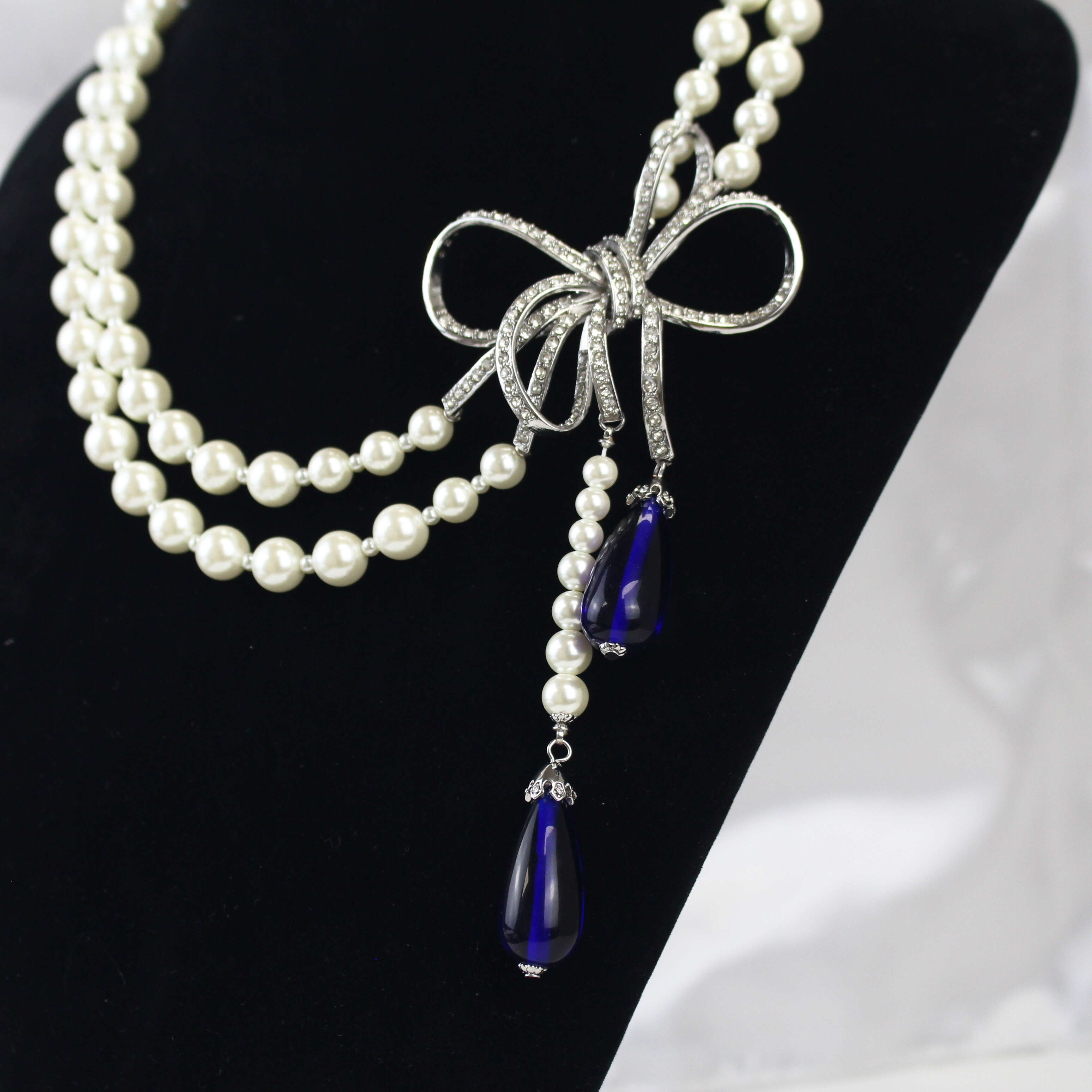 Simple Design Large Moissanite Rhodium Plated Pearl Necklace Earrings Jewelry Set Fashionable Plexiglass Pendant Included