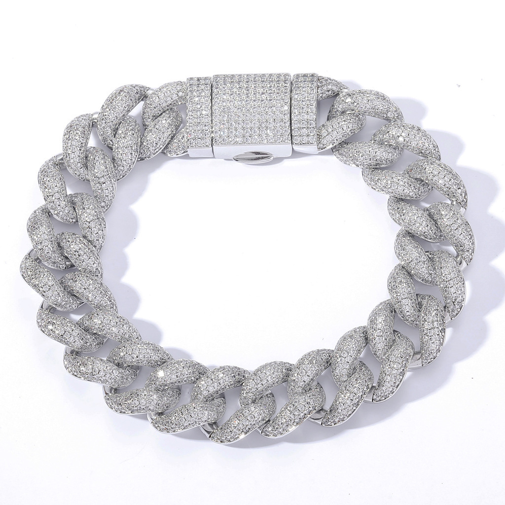 Hip hop Bracelet 15mm bubble inlaid Moissanite CUBAN CHAIN personality fashion brand mens hip hop Bracelet moissanite