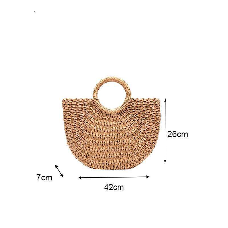 Summer Half-moon Straw For Women Handmade Portable Handbag Large Capacity Beach Basket Woven Top-handle Bag Purse Totes designer bag
