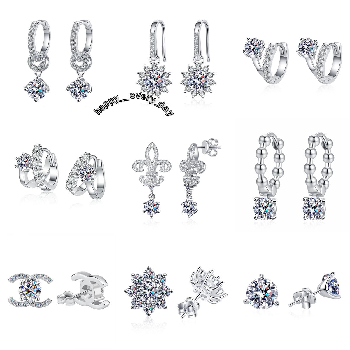 Hot Sale Diamond Tester Vvs 925 Sterling Silver Snowflake Round Cut Moissanite Earrings Women Wedding Jewelry 0.5ct