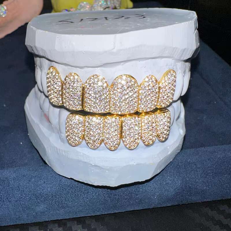 Custom S925 Silver Iced Out VVS Moissanite Grillz Teeth Can Diamond test Men Hiphop Jewelry