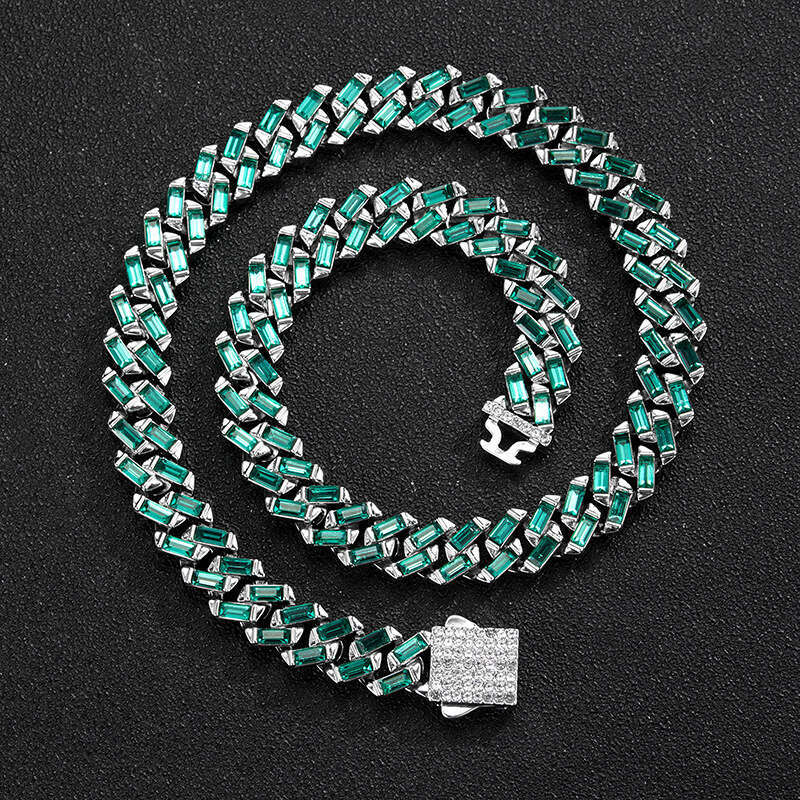 Hip Hop Jewelry 13mm Inlaid Dia Fashion Cuban Couple Sweater Chain Pendant Accessories