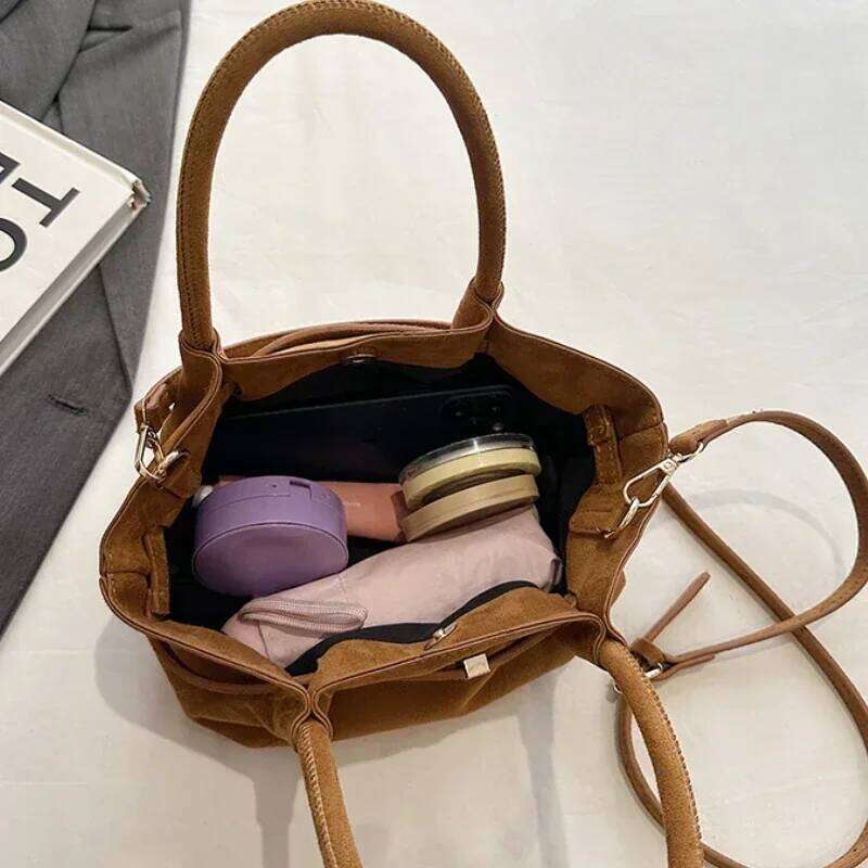 2024 New Suede Leather Underarm Shoulder Bag For Women Fashion Mini Dumpling Handbag Design Commuter Crossbody Phone Tote Bags