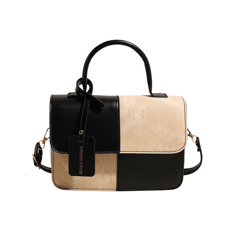 Korean style color blocked women s handbag fashion winter fashion retro small square bag texture designer fashion women s shoulder bag