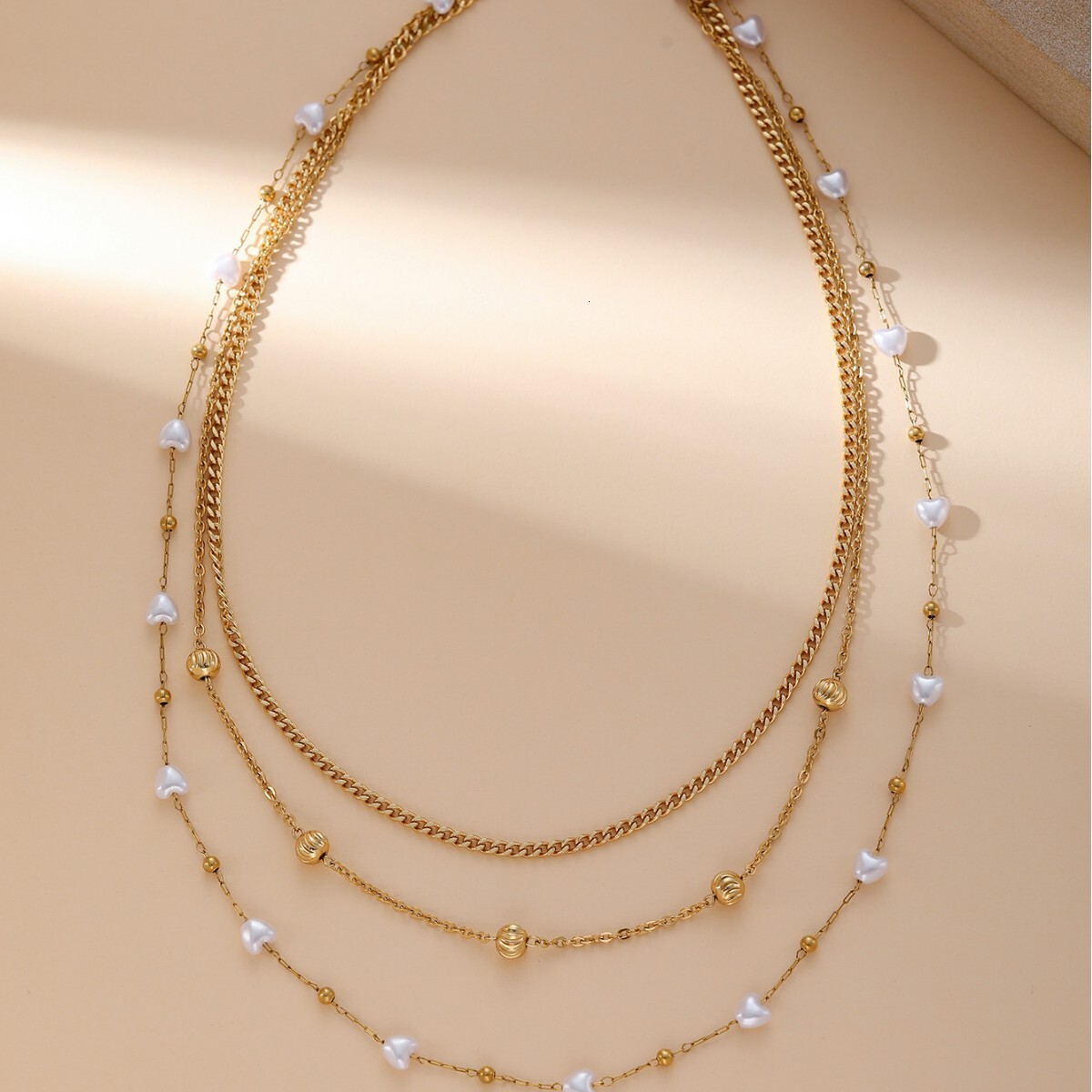 New Pearl Beaded Necklace Simple Twist Chain Women's Stainless Steel Fashion Commuter Design Jewelry