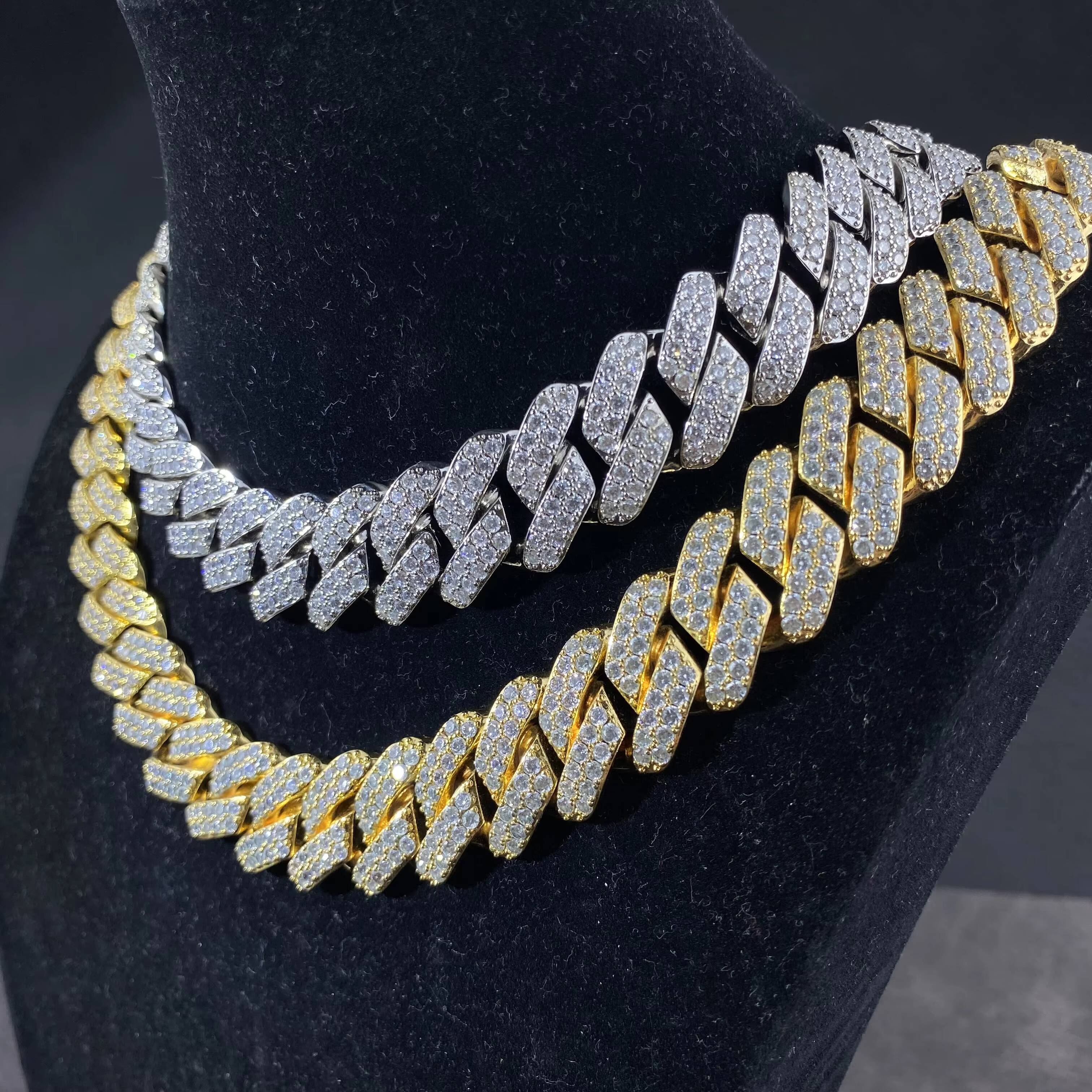 Quality 2-Row Round Hip Hop Jewelry Fancy Cuban Chain Men's and Women's Necklace