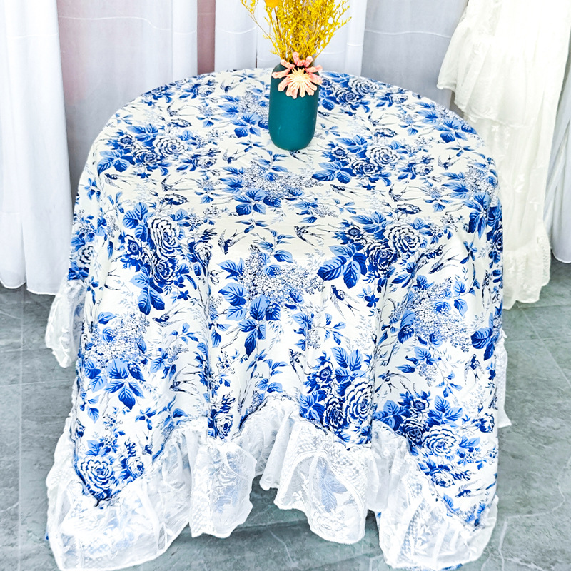 A610 light luxury tea table square tablecloth lace ruffle afternoon tea sun room sea view room pure cotton non-slip decorative cloth