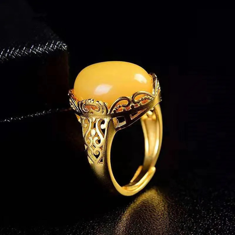 Solid 14k Yellow Gold Riing yellow Amber Cut Citrine Natural Diamonds Engagement Ring Fine Jewelry wedding rings gold 250526