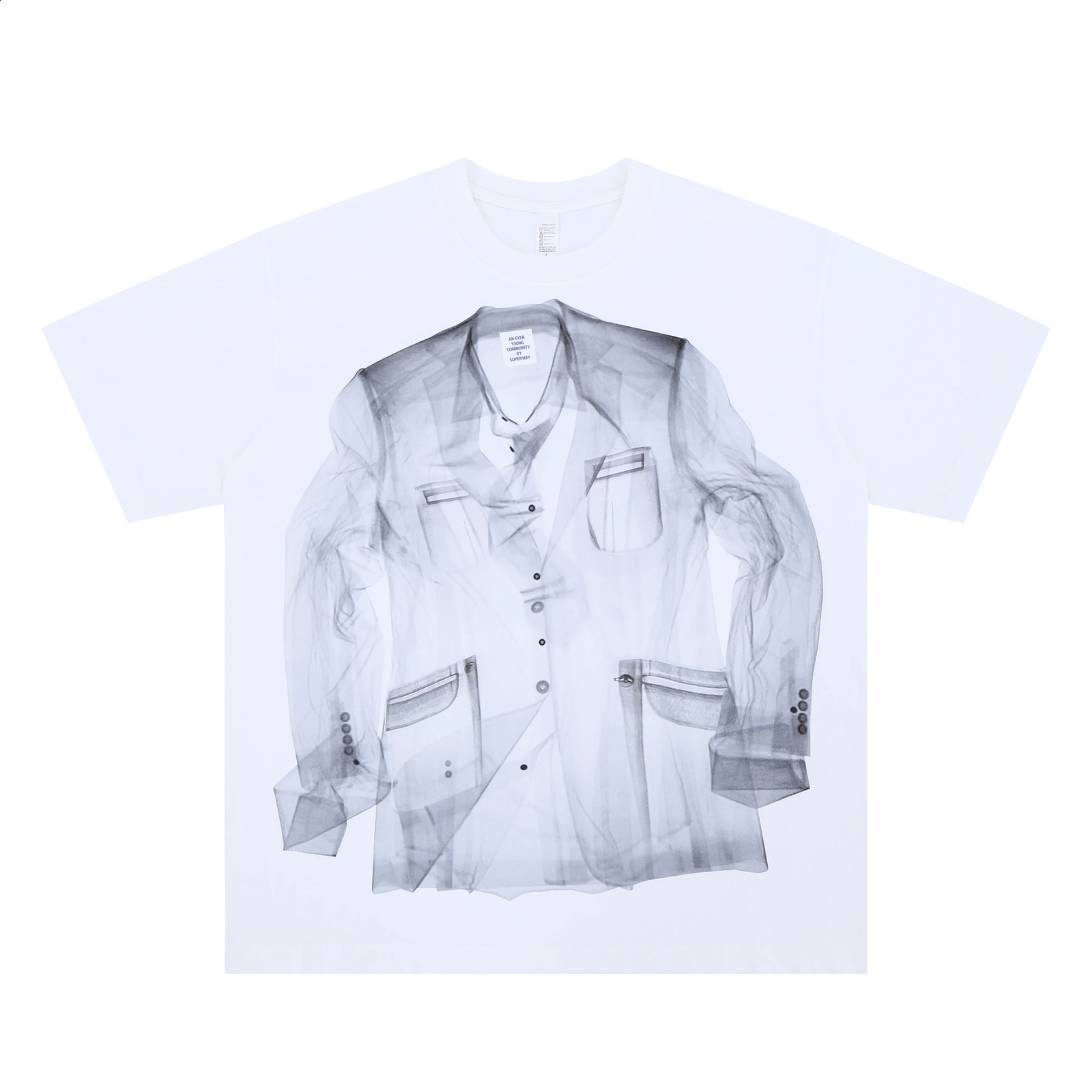 SUPER WAY White Cotton Tshirts Painted Men Women Crewneck Casual Tees T-shirts F-476# 250530