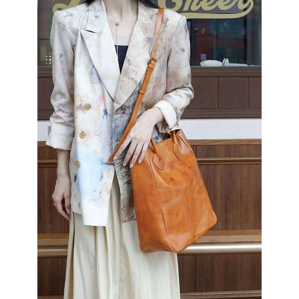 Weekend Party Vegetable Tanned Cowhide Women's Tote Outdoor Designers Handmade Genuine Leather Shoulder Crossbody Bag