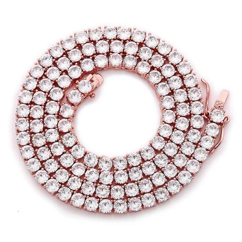 4mm 5mm 6mm Width Fashion Copper Iced Out Cubic Zircon Tennis Chain Necklace Rose Gold Silver Color Wholesale Drop Shipping