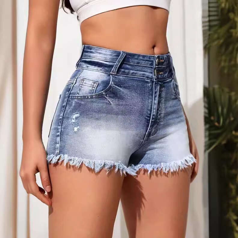 Denim Shorts Jeans Shorts High Waist Women S Denim New Frayed Hem Shorts Elegant Commuter Waist Cinching Jeans Ripped Short Jeans